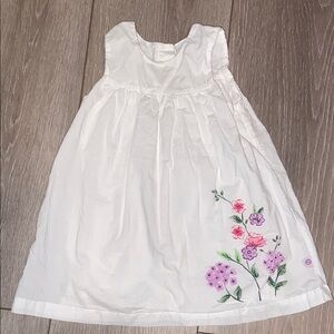 White Floral Embroidered Knee-Length Sleeveless Sundress by Offspring